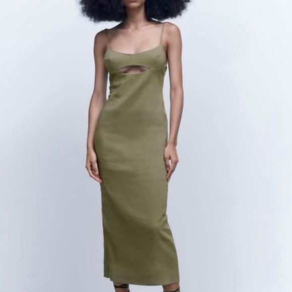 Linen cut out dress Zara - Picture 1 of 3